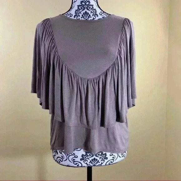 Anthro Annabelle Lavender Western Cowgirl Rayon Ruffle Scoop Peasant Top Size S - Picture 6 of 9